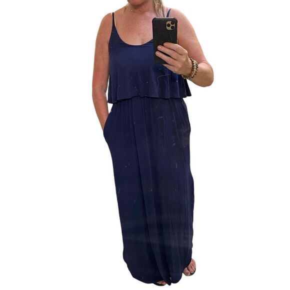 Sweet Lovely By Jen Navy Maxi Dress Size Medium - Picture 11 of 15